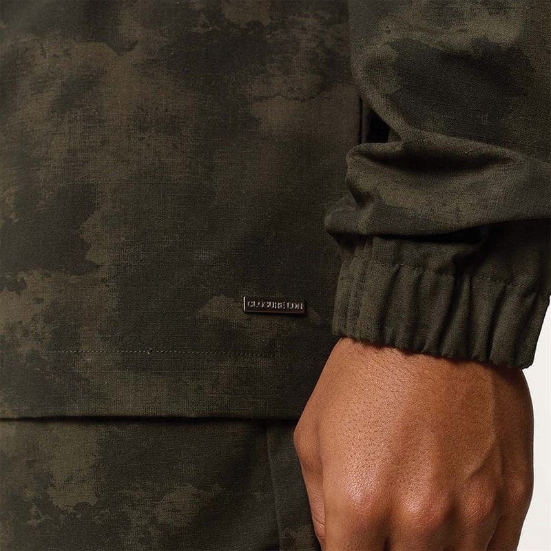 Closure London Mens Ripstop Camo Utility Over-Shirt Khaki Camo - Image 5