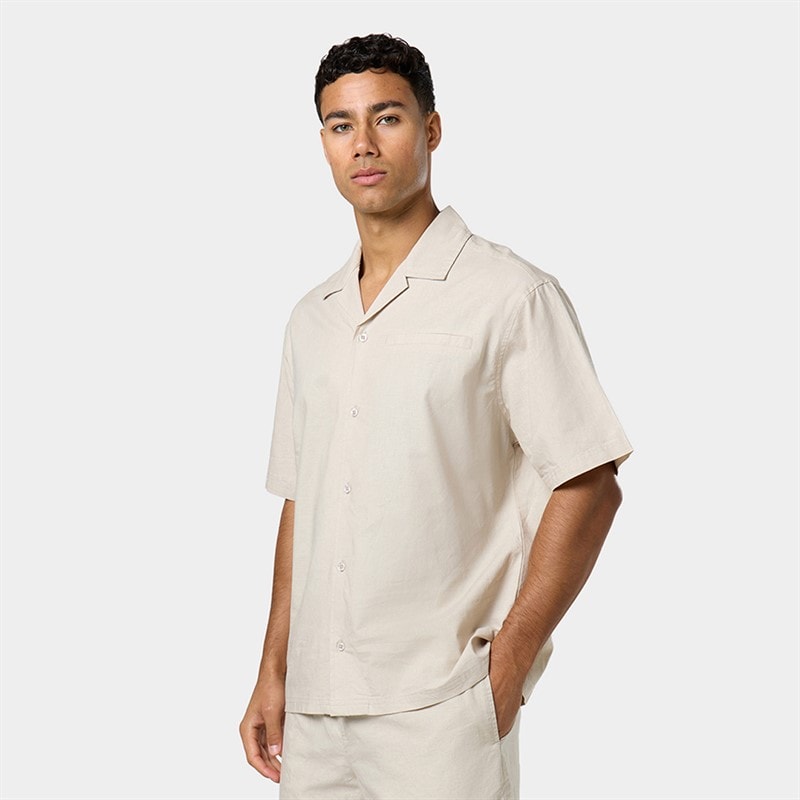 Closure London Mens Linen Shirt Stone