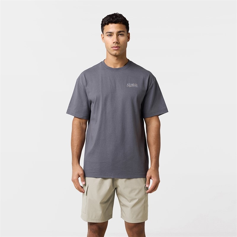 Closure London Mens Studio T-Shirt And Pocket Shorts Set Charcoal/Stone