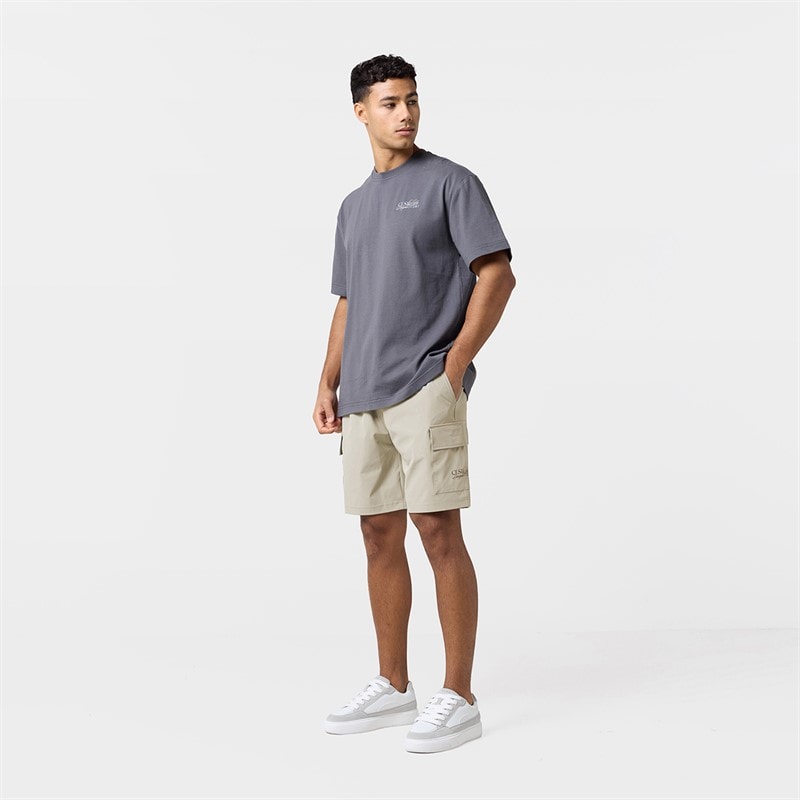 Closure London Mens Studio T-Shirt And Pocket Shorts Set Charcoal/Stone - Image 2