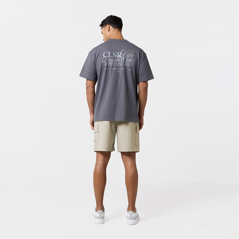 Closure London Mens Studio T-Shirt And Pocket Shorts Set Charcoal/Stone - Image 3