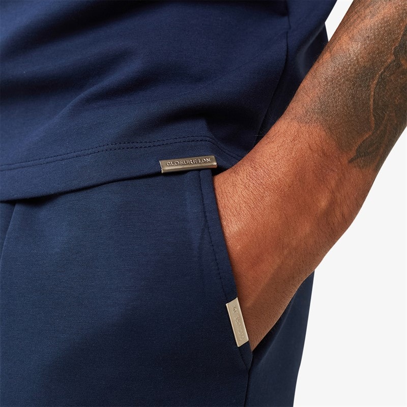 Closure London Mens Smart Scuba T-Shirt And Shorts Set Navy - Image 3
