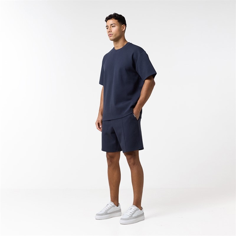 Closure London Mens Smart Scuba T-Shirt And Shorts Set Navy - Image 4