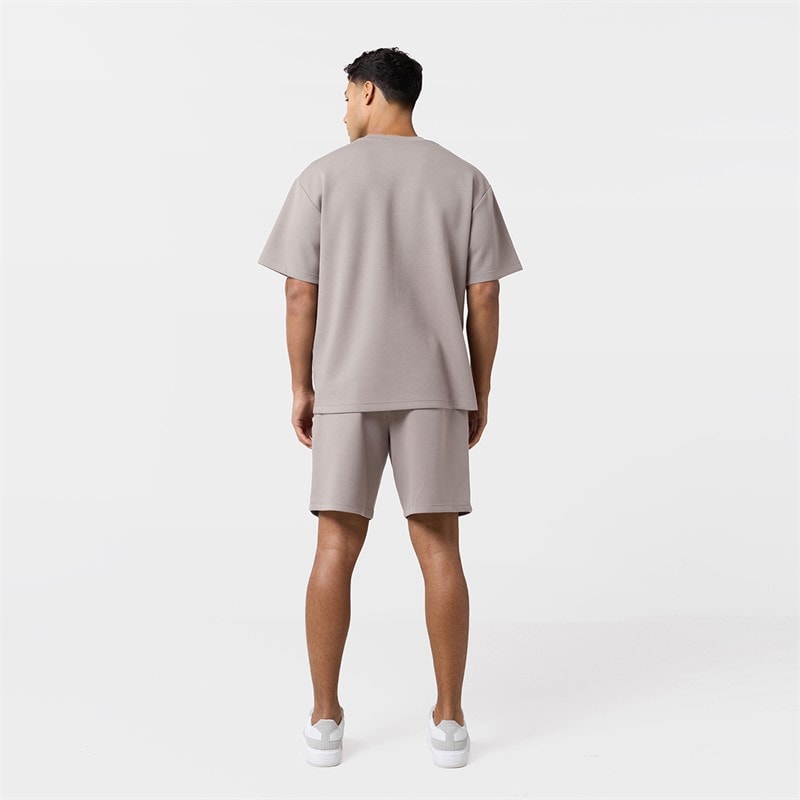 Closure London Mens Smart Scuba T-Shirt And Shorts Set Stone - Image 2