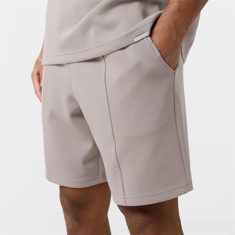 Closure London Mens Smart Scuba T-Shirt And Shorts Set Stone - Image 3