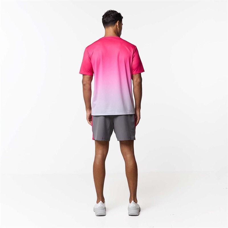 Closure London Mens Gradient Print T-Shirt And Shorts Set Pink/Charcoal - Image 3