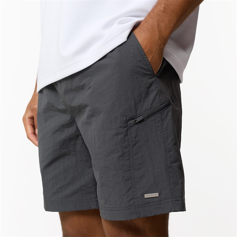 Closure London Mens Zip Tech Pocket Shorts Charcoal - Image 4