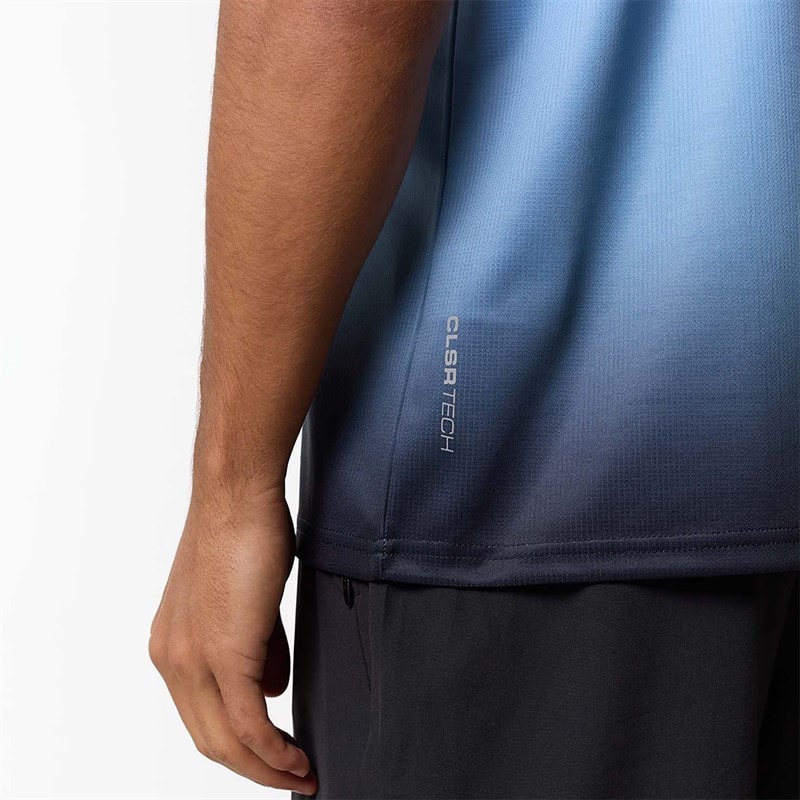 Closure London Mens Ombre Poly T-Shirt /Charcoal Blue - Image 4