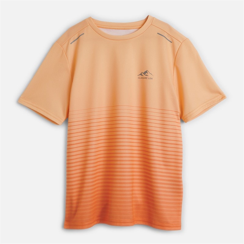 Closure London Boys Gradient Print T-Shirt And Shorts Set Coral/Mid Grey - Image 2