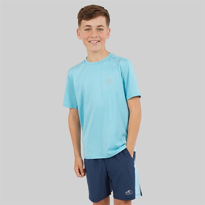 Closure London Boys Space Dye T-Shirt And Shorts Training Set Sky Blue/Navy