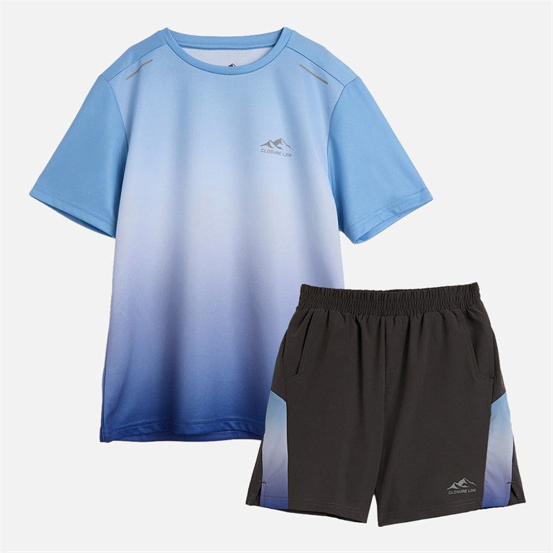Closure London Boys Ombre T-Shirt And Shorts Set Blue/Graphite