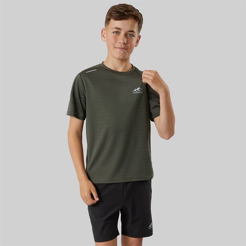 Closure London Boys Training Poly T-Shirt And Shorts Set Khaki/Black