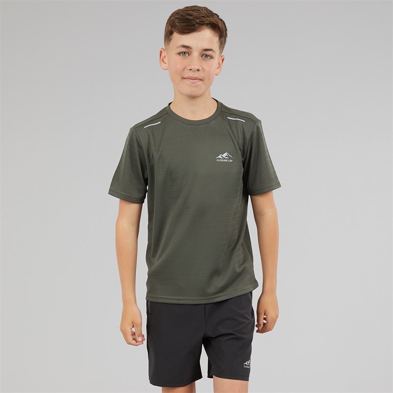 Closure London Boys Training Poly T-Shirt And Shorts Set Khaki/Black - Image 3