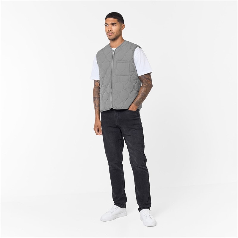 Closure London Mens Onion Quilted Gilet Mid Grey - Image 2