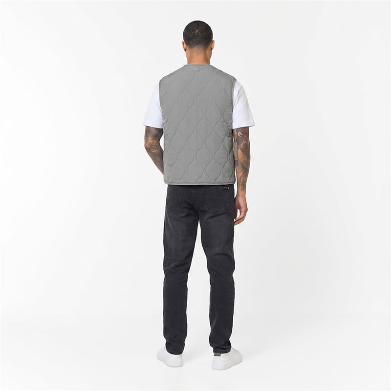 Closure London Mens Onion Quilted Gilet Mid Grey - Image 3