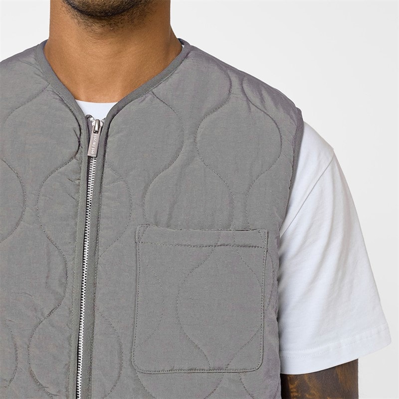 Closure London Mens Onion Quilted Gilet Mid Grey - Image 4