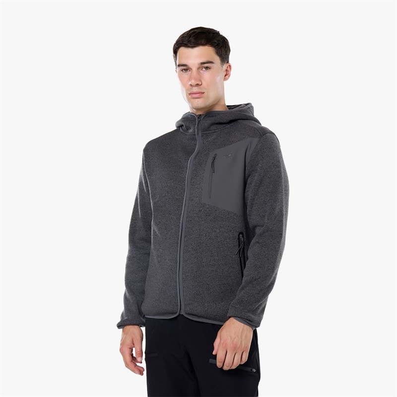 Closure London Mens Tech Knit Zip Through Jacket Slate Grey - Image 1