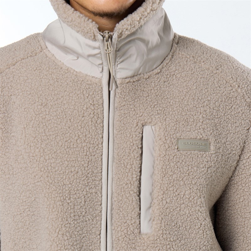 Closure London Mens Borg Mid Layer Coat Fossil - Image 4