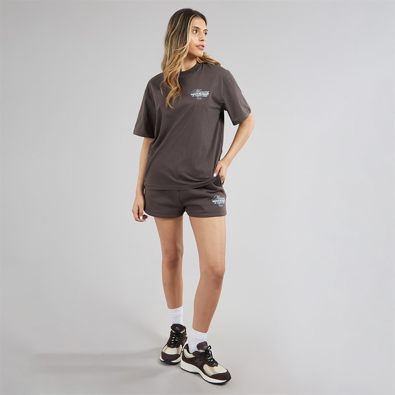 Closure London Womens Workout And Coffee Club T-Shirt And Shorts Set Espresso - Image 4