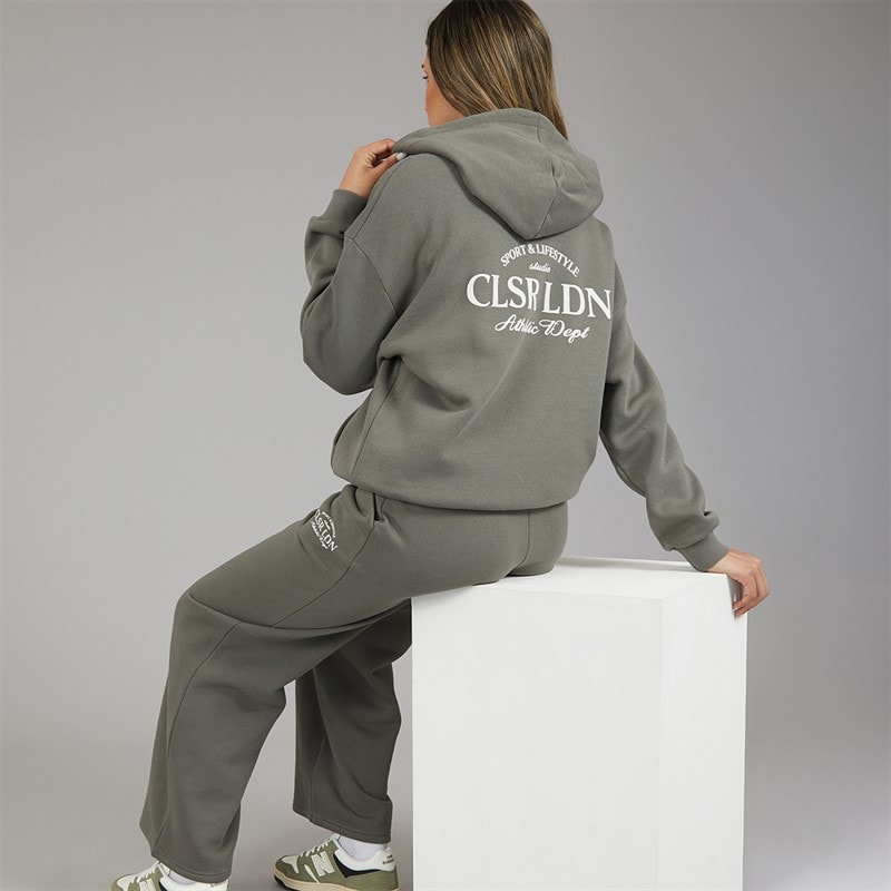 Closure London Womens Athletic Dept Open Hem Tracksuit Dark Olive