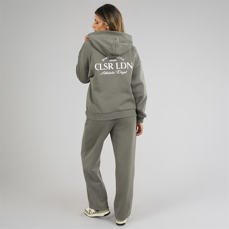 Closure London Womens Athletic Dept Open Hem Tracksuit Dark Olive - Image 2