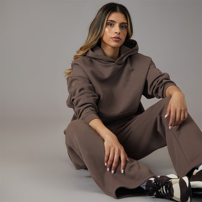Closure London Womens Core Open Hem Tracksuit Mocha - Image 3