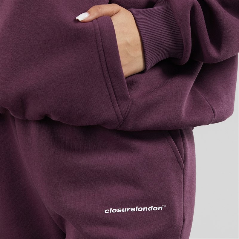 Closure London Womens Core Tracksuit Plum/White - Image 4