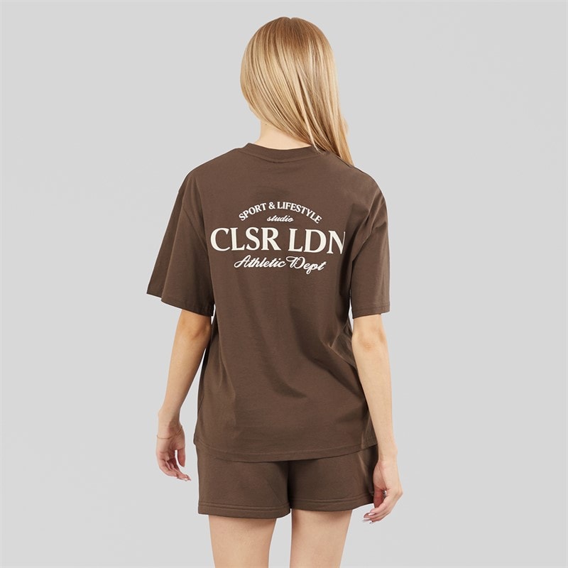 Closure London Womens Athletic Dept T-Shirt And Shorts Set Mocha - Image 2