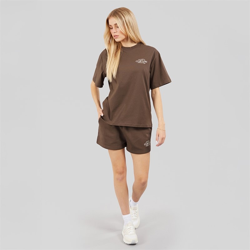 Closure London Womens Athletic Dept T-Shirt And Shorts Set Mocha - Image 4