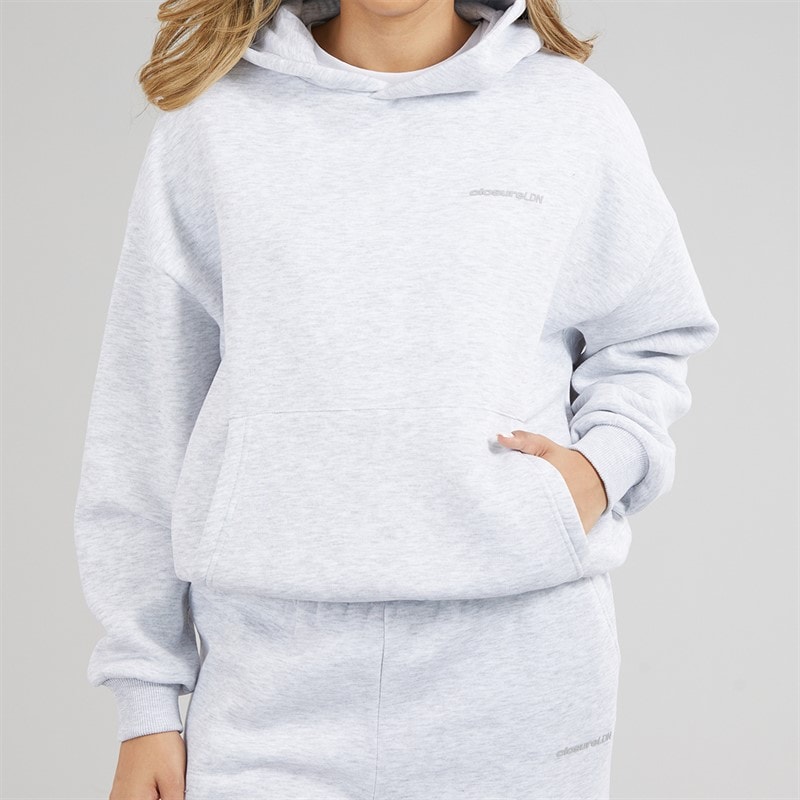 Closure London Womens Core Open Hem Tracksuit Marl/Hot Pink Light Grey - Image 5