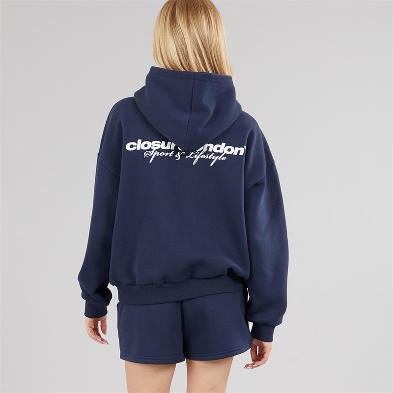 Closure London Womens Hoodie And Shorts Set Navy - Image 3