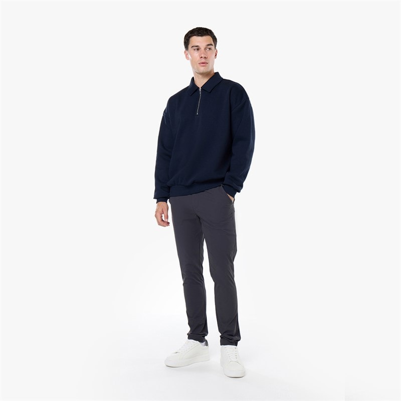 Closure London Mens Closure Quarter Zip Core Funnel Sweatshirt Navy - Image 2
