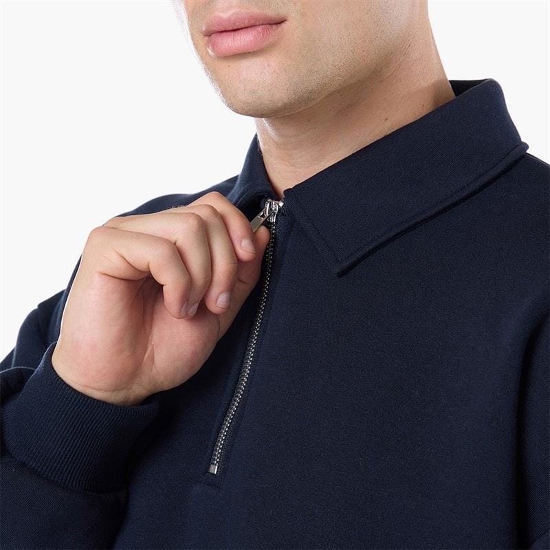 Closure London Mens Closure Quarter Zip Core Funnel Sweatshirt Navy - Image 4