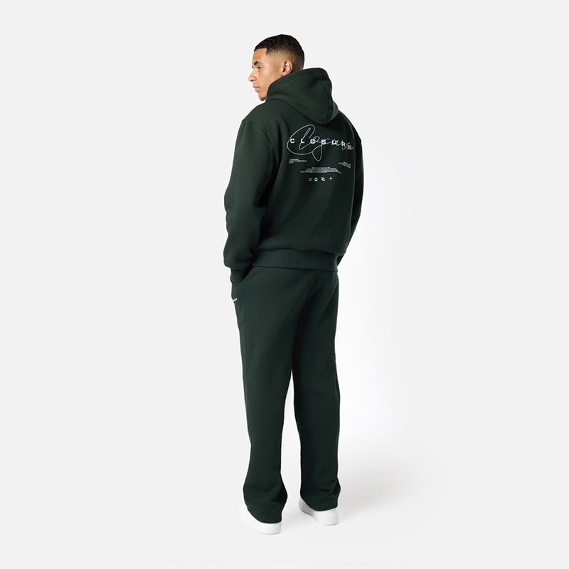 Closure London Mens Closure Signature Studios Open Hem Tracksuit Forest Green - Image 2
