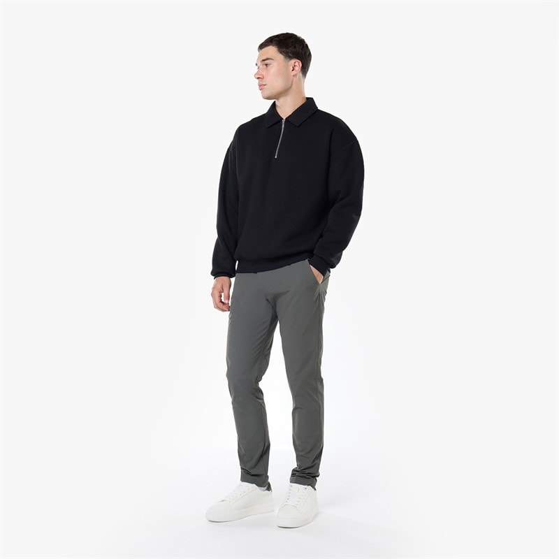 Closure London Mens Closure Quarter Zip Core Funnel Sweatshirt Black - Image 2