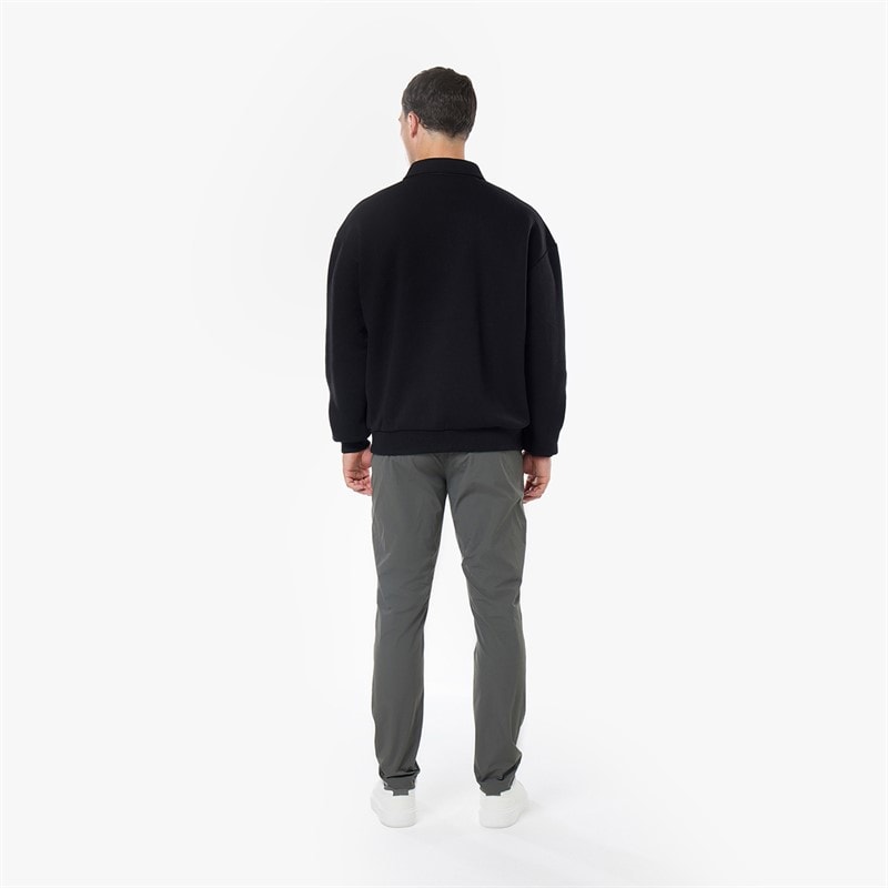 Closure London Mens Closure Quarter Zip Core Funnel Sweatshirt Black - Image 3