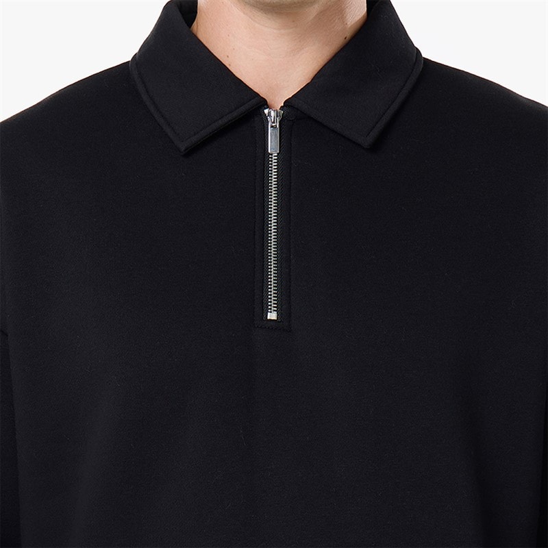 Closure London Mens Closure Quarter Zip Core Funnel Sweatshirt Black - Image 4