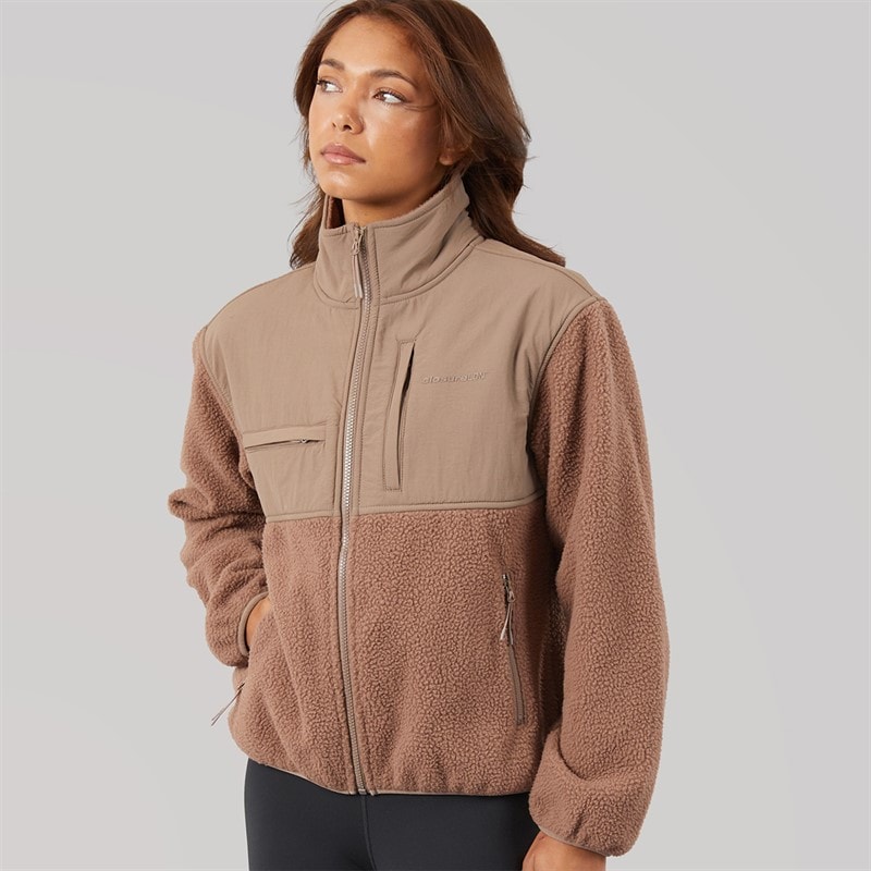 Closure London Womens Borg Tech Jacket Mocha - Image 3