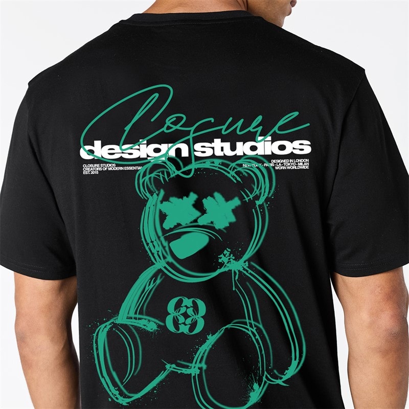Closure London Mens Closure Blur Graffiti T-Shirt Black - Image 3