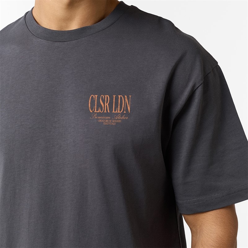 Closure London Mens Relaxed Fallen Angel T-Shirt Charcoal - Image 4
