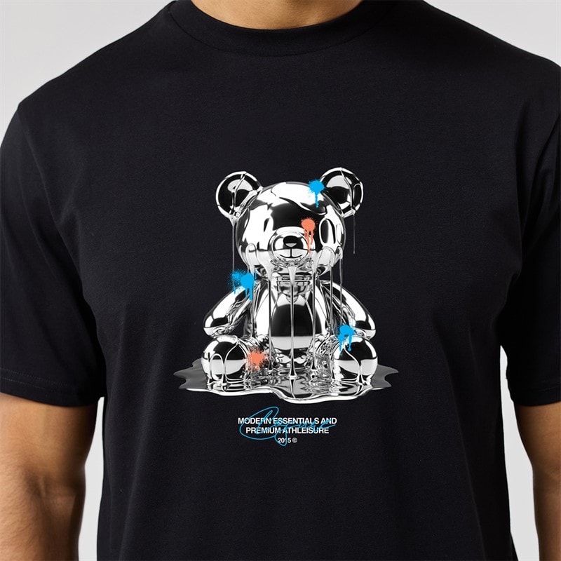 Closure London Mens Closure Relaxed Chrome Teddy T-Shirt Black - Image 4