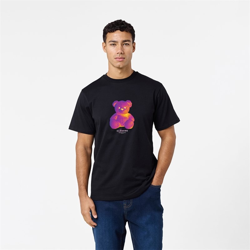 Closure London Mens Closure Heat Map Teddy T-Shirt Black - Image 1