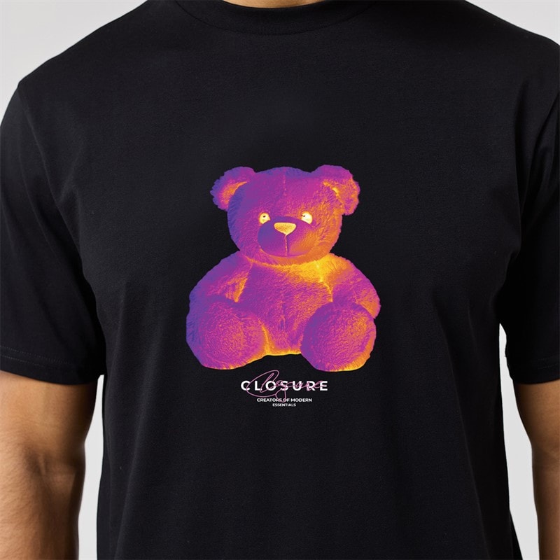 Closure London Mens Closure Heat Map Teddy T-Shirt Black - Image 2