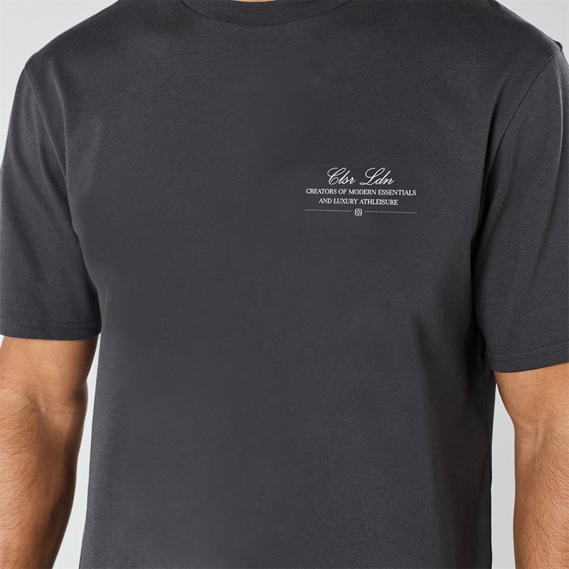 Closure London Mens Closure Relaxed Vintage Cherry T-Shirt Charcoal - Image 3
