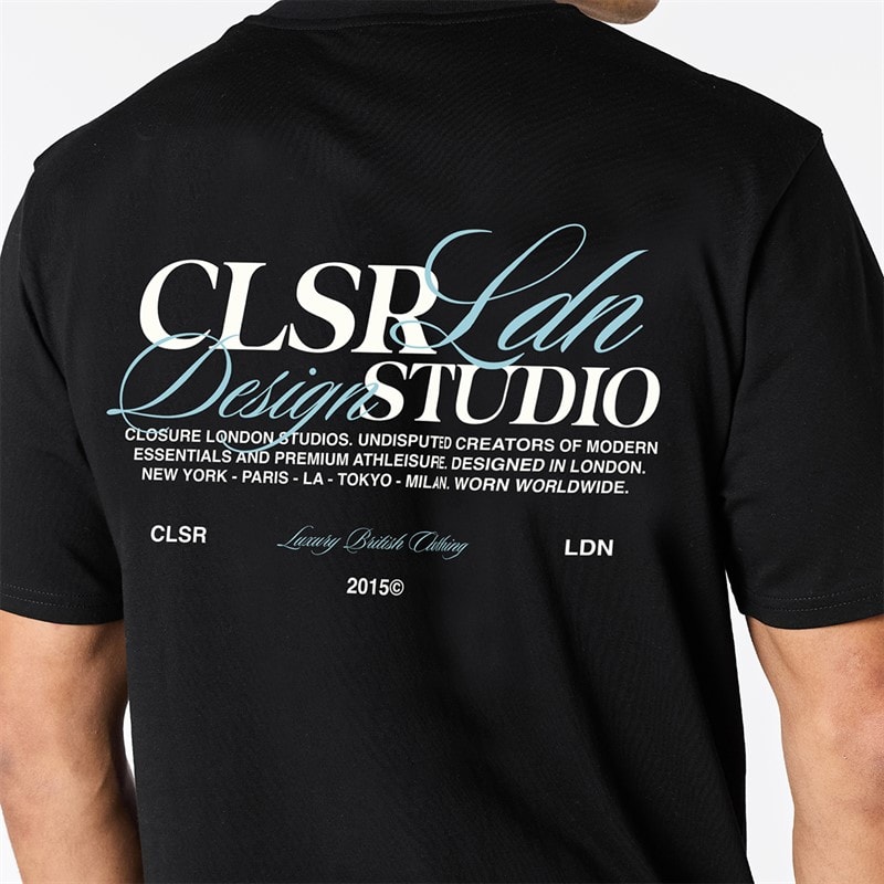 Closure London Mens Closure Relaxed Studio T-Shirt Black - Image 3