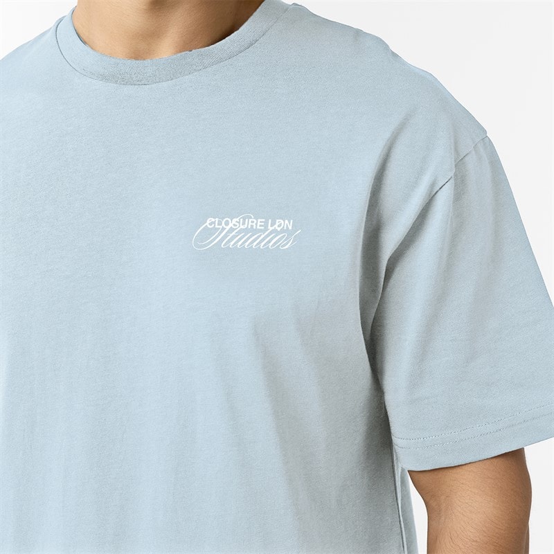 Closure London Mens Relaxed Strawberry T-Shirt Sky Blue - Image 4