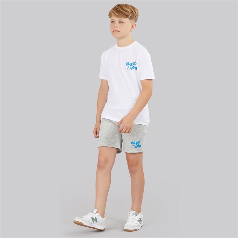 Closure London Boys Lightening Day T-Shirt And Shorts Set White/Grey Marl - Image 3