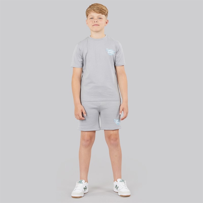 Closure London Boys Scribble Worldwide T-Shirt And Shorts Set Frosy Grey - Image 3