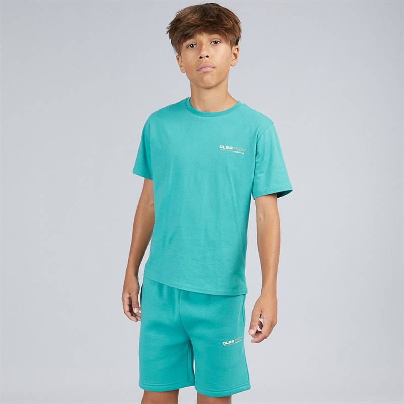 Closure London Boys Tech Mountain T-Shirt And Shorts Set Teal - Image 2