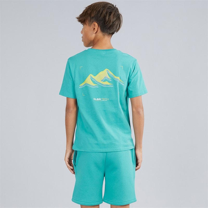 Closure London Boys Tech Mountain T-Shirt And Shorts Set Teal - Image 3
